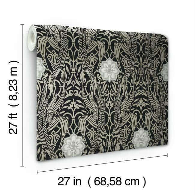gatsby-damask-wallpaper-black-york-wallcoverings-dm4995 - York Wallcoverings Wallpaper