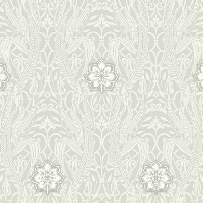 Gatsby Damask Grey Wallpaper - York Wallcoverings - DM4992 - York Wallcoverings Wallpaper