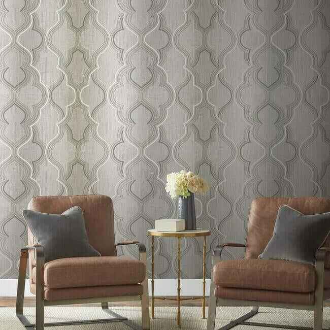 Modern Ombre Damask Beige Wallpaper - York Wallcoverings - DM4941
