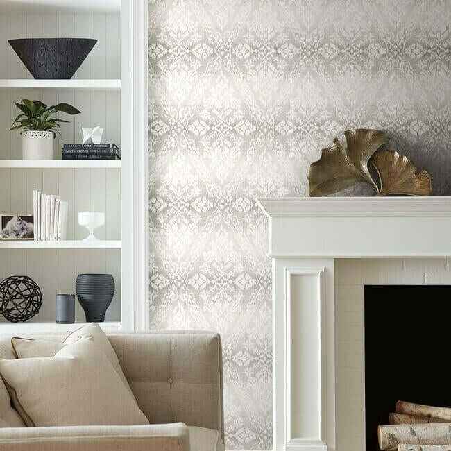 Tudor Diamond Damask Grey Wallpaper - York Wallcoverings - DM4934 - York Wallcoverings Wallpaper