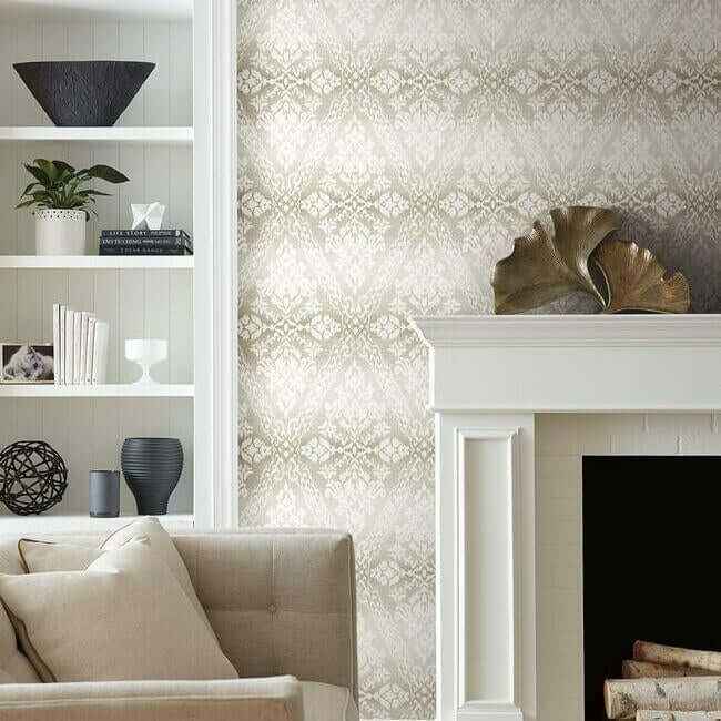 Tudor Diamond Damask Off White Wallpaper - York Wallcoverings - DM4933 - York Wallcoverings Wallpaper
