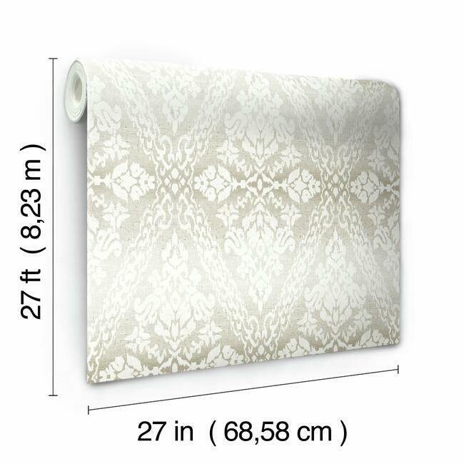 Tudor Diamond Damask Off White Wallpaper - York Wallcoverings - DM4933 - York Wallcoverings Wallpaper