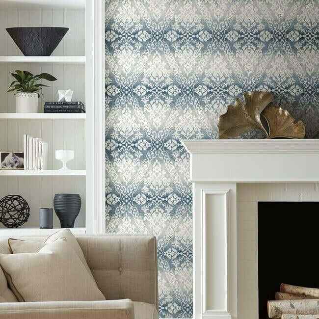 Tudor Diamond Damask Navy Wallpaper - York Wallcoverings - DM4932 - York Wallcoverings Wallpaper