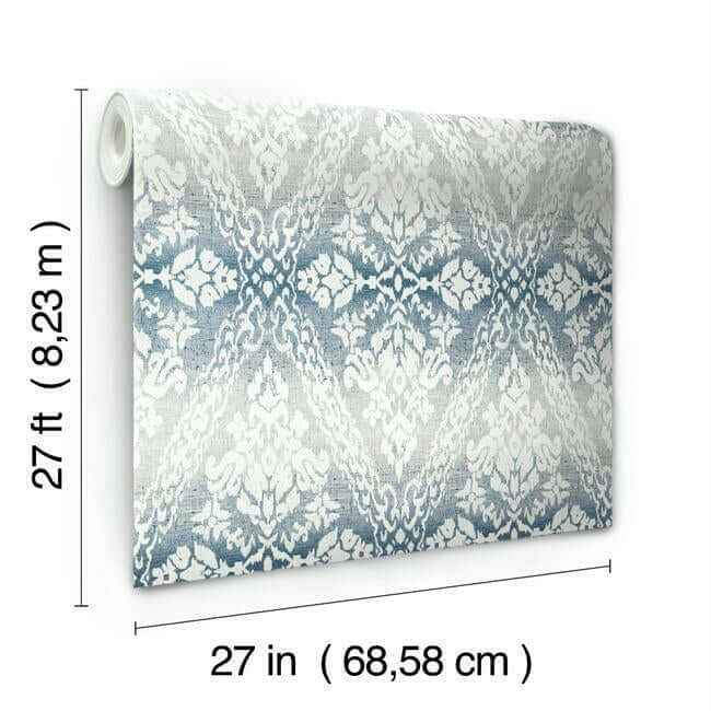 Tudor Diamond Damask Navy Wallpaper - York Wallcoverings - DM4932 - York Wallcoverings Wallpaper