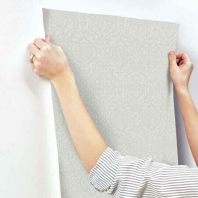 Cathedral Damask Grey Wallpaper - York Wallcoverings - DM5036 - York Wallcoverings Wallpaper