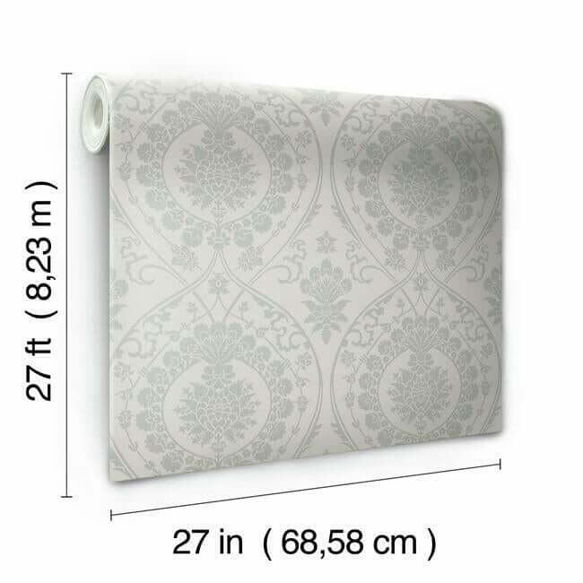 imperial-damask-grey-silver-wallpaper-york-wallcoverings-dm4904 - York Wallcoverings Wallpaper
