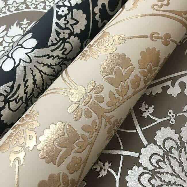 Imperial Damask Off White & Gold Wallpaper - York Wallcoverings - DM4903 - York Wallcoverings Wallpaper