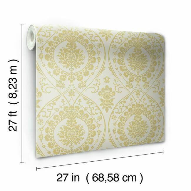 imperial-damask-off-white-gold-wallpaper-york-wallcoverings-dm4903 - York Wallcoverings Wallpaper