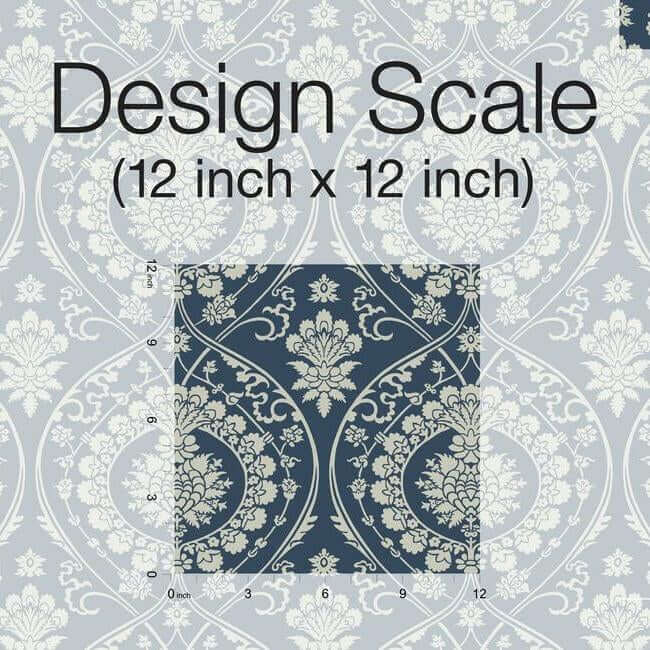 imperial-damask-wallpaper-navysilver-york-wallcoverings-dm4901 - York Wallcoverings Wallpaper