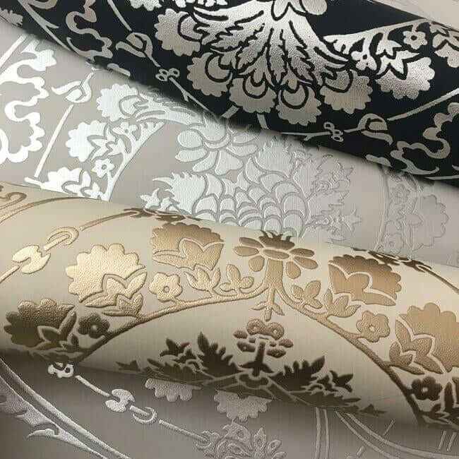 Imperial Damask White & Silver Wallpaper - York Wallcoverings - DM4905 - York Wallcoverings Wallpaper