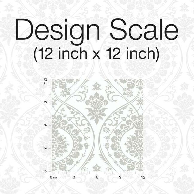 Imperial Damask White & Silver Wallpaper - York Wallcoverings - DM4905 - York Wallcoverings Wallpaper