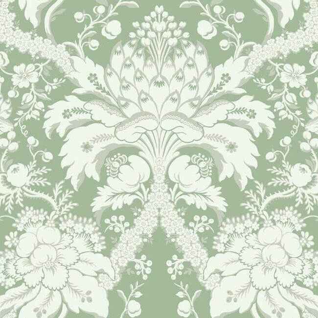 French Artichoke Dam Green Wallpaper - York Wallcoverings - DM4954 - York Wallcoverings Wallpaper