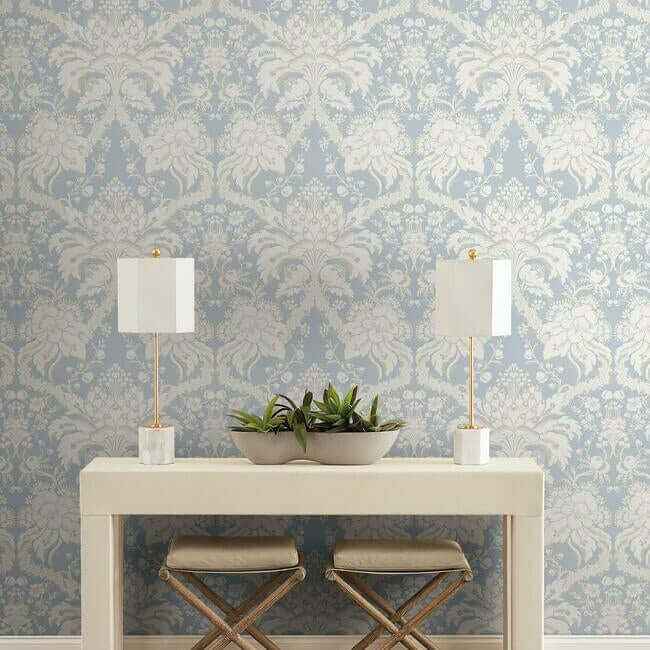 French Artichoke Dam Blue Wallpaper - York Wallcoverings - DM4955 - York Wallcoverings Wallpaper