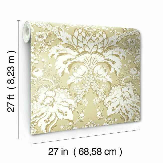 French Artichoke Dam Yellow Wallpaper - York Wallcoverings - DM4953 - York Wallcoverings Wallpaper