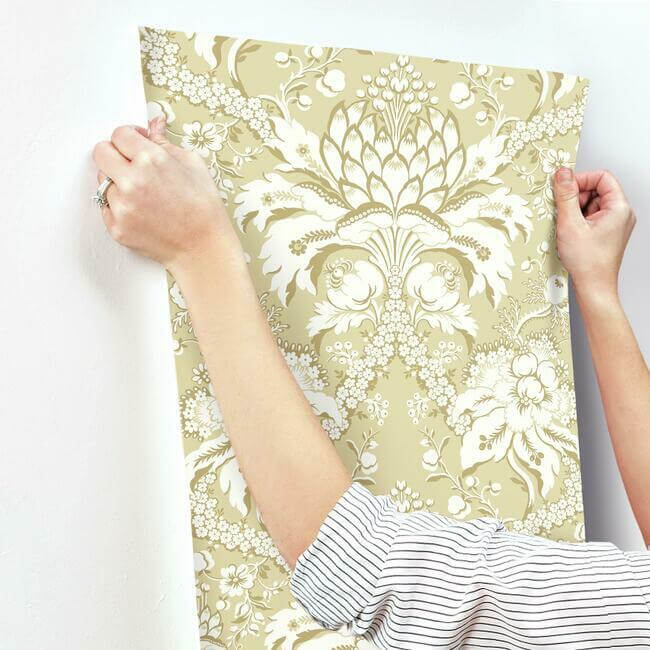 french-artichoke-dam-yellow-wallpaper-york-wallcoverings-dm4953 - York Wallcoverings Wallpaper