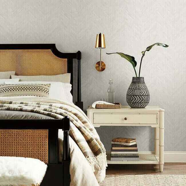Chevron White Metallic Wallpaper - York Wallcoverings - BO6601