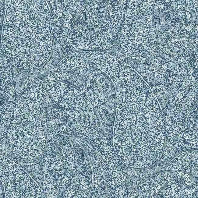 Kashmir Dreams Paisley Blue Wallpaper - York Wallcoverings - BO6655 - York Wallcoverings Wallpaper