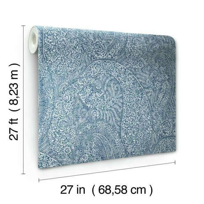 kashmir-dreams-paisley-wallpaper-blue-york-wallcoverings-bo6655 - York Wallcoverings Wallpaper