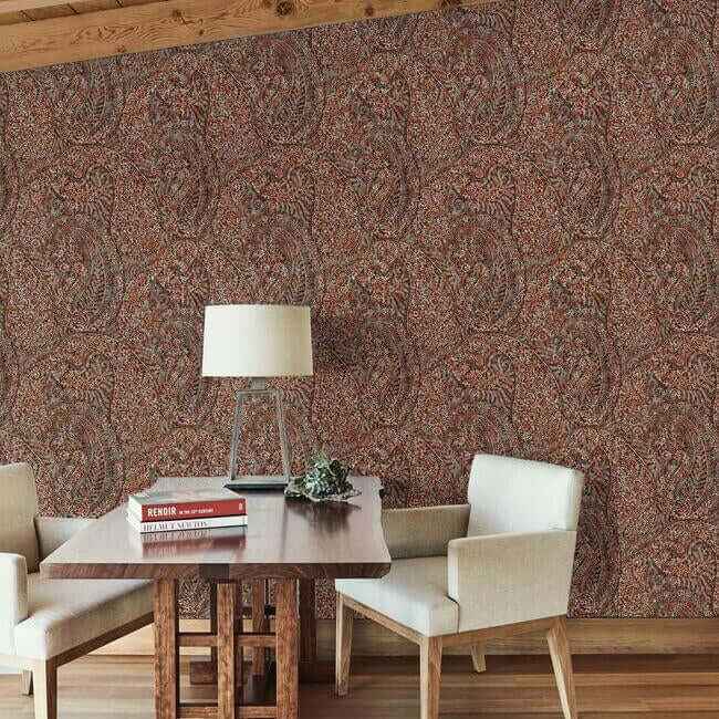 Kashmir Dreams Paisley Red Wallpaper - York Wallcoverings - BO6651