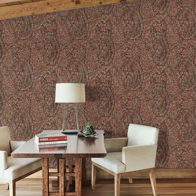 kashmir-dreams-paisley-red-wallpaper-york-wallcoverings-bo6651 - York Wallpaper Wallpaper