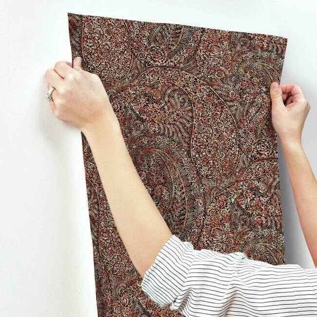 Kashmir Dreams Paisley Red Wallpaper - York Wallcoverings - BO6651 - York Wallcoverings Wallpaper