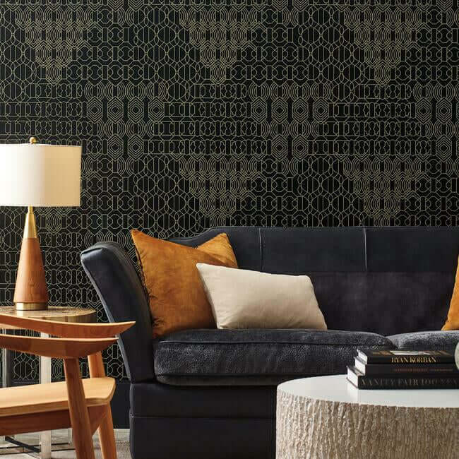 modern-chandelier-black-wallpaper-york-wallcoverings-bo6674 - York Wallcoverings Wallpaper