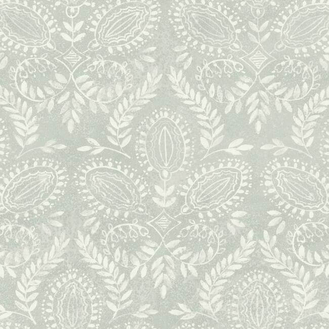 laurel-damask-wallpaper-grey-york-wallcoverings-bo6734 - York Wallcoverings Wallpaper