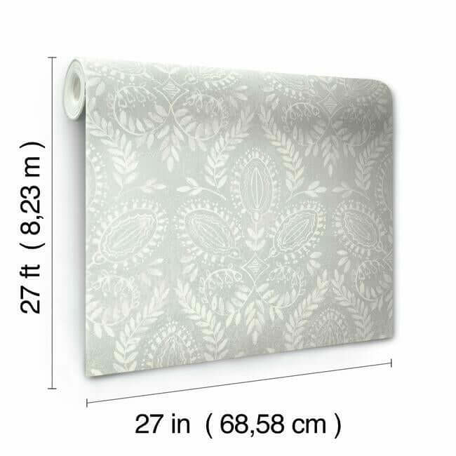 laurel-damask-wallpaper-grey-york-wallcoverings-bo6734 - York Wallcoverings Wallpaper