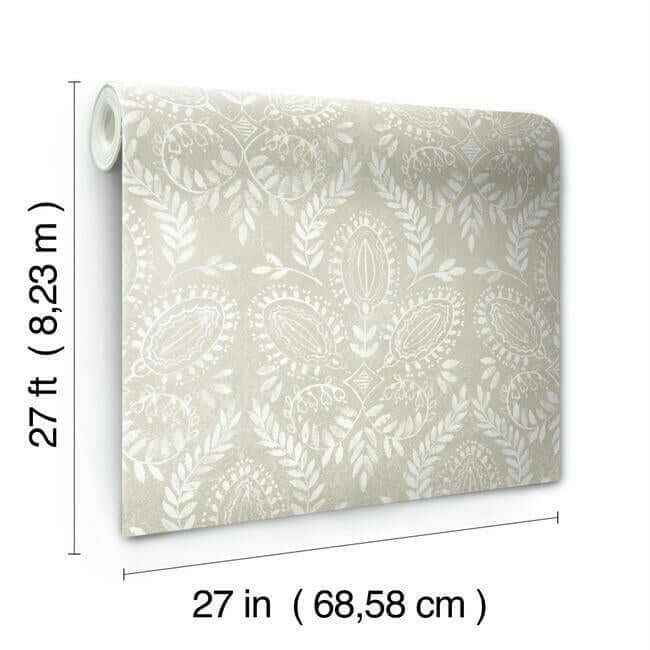 Laurel Damask Off White Wallpaper - York Wallcoverings - BO6731 - York Wallcoverings Wallpaper