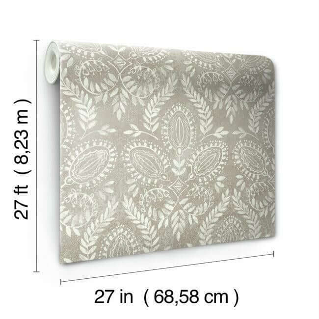 laurel-damask-brown-wallpaper-york-wallcoverings-bo6732 - York Wallpaper Wallpaper