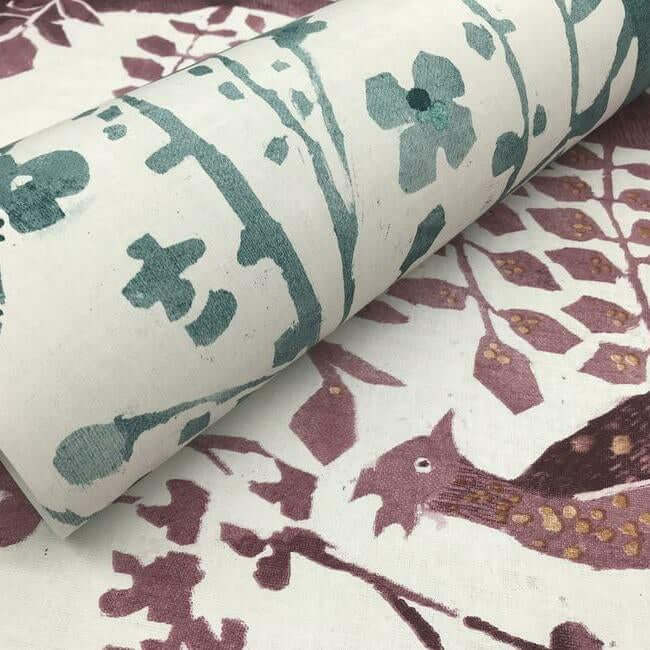 peacock-block-print-teal-wallpaper-york-wallcoverings-bo6632 - York Wallpaper Wallpaper