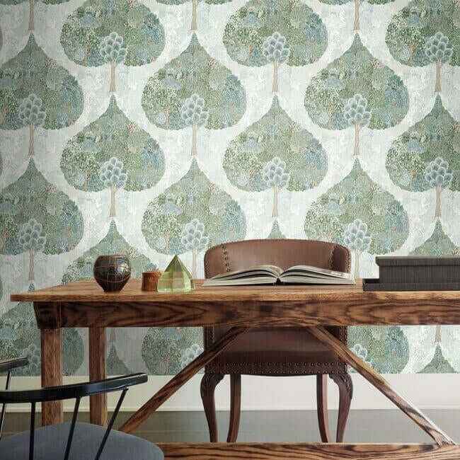 Mystic Forest Wallpaper Greenteal - York Wallcoverings - BO6701 - York Wallcoverings Wallpaper