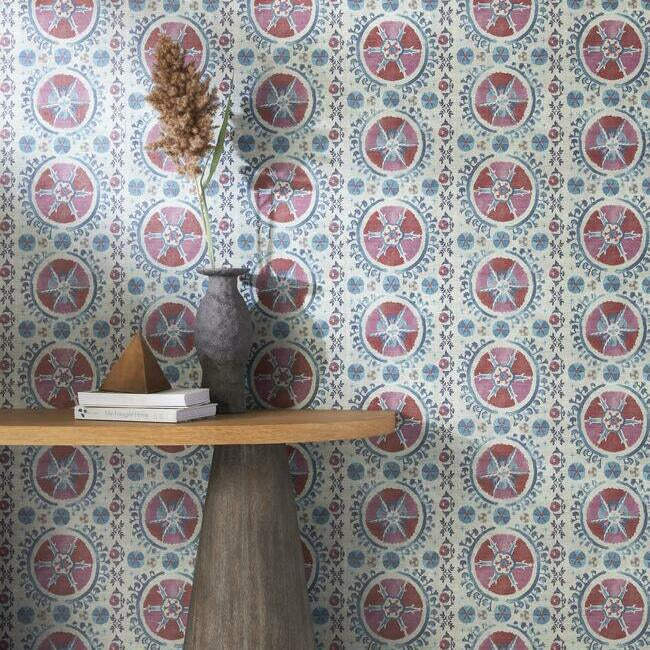 fleurus-wallpaper-redblue-york-wallcoverings-ch1430 - York Wallcoverings Wallpaper