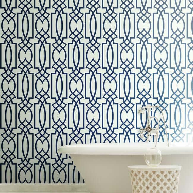 large-lattice-blue-wallpaper-york-wallcoverings-cm2383 - York Wallpaper Wallpaper