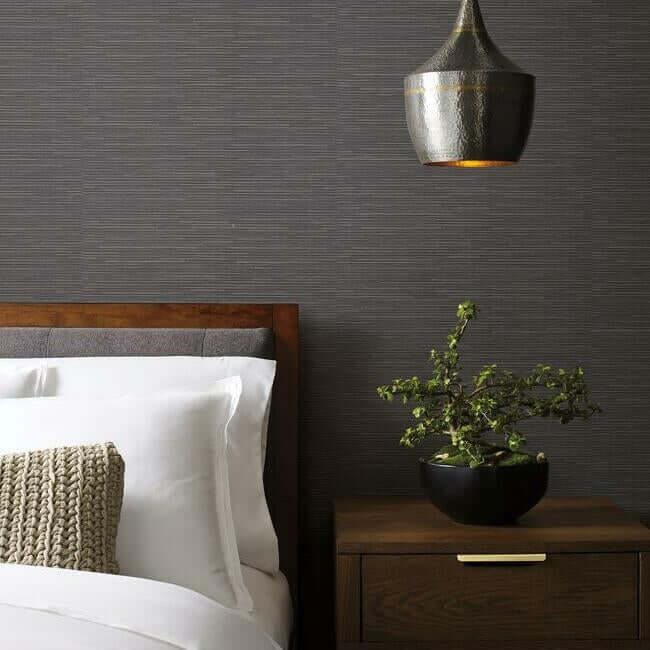 ribbon-bamboo-black-silver-metallic-wallpaper-york-wallcoverings-dd3835 - York Wallpaper Wallpaper