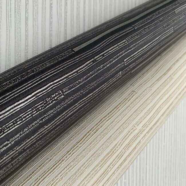Ribbon Bamboo Black & Silver Metallic Wallpaper - York Wallcoverings - DD3835 - York Wallcoverings Wallpaper