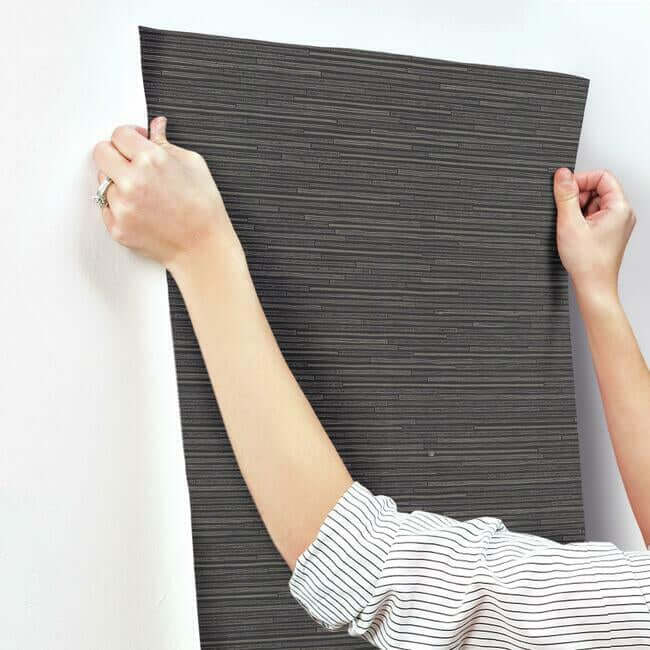 ribbon-bamboo-black-silver-metallic-wallpaper-york-wallcoverings-dd3835 - York Wallpaper Wallpaper