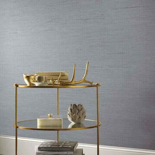 Ribbon Bamboo Blue & Silver Metallic Wallpaper - York Wallcoverings - DD3834 - York Wallcoverings Wallpaper