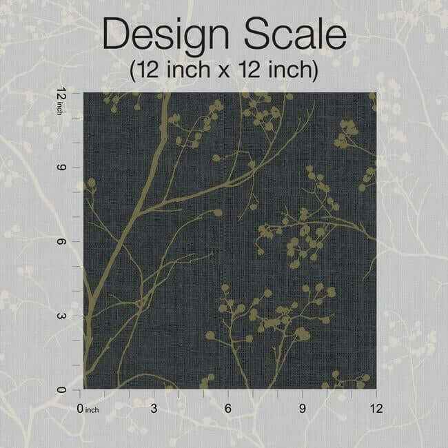 Luminous Branches Black & Gold Wallpaper - York Wallcoverings - DD3811 - York Wallcoverings Wallpaper