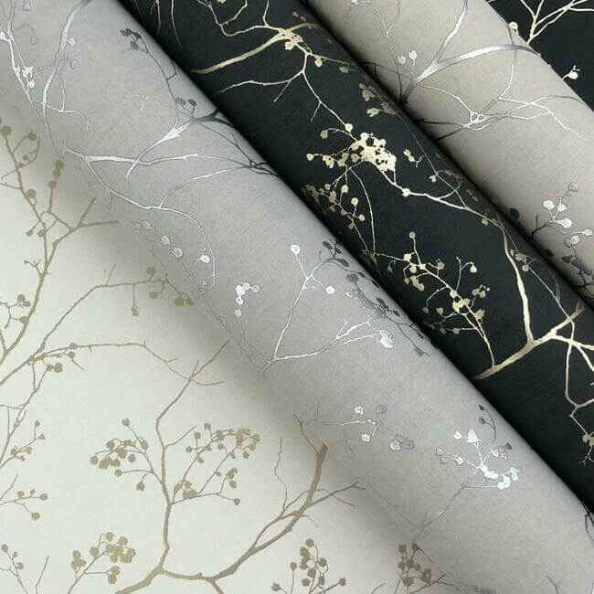 Luminous Branches Cream & Gold Wallpaper - York Wallcoverings - DD3812 - York Wallcoverings Wallpaper