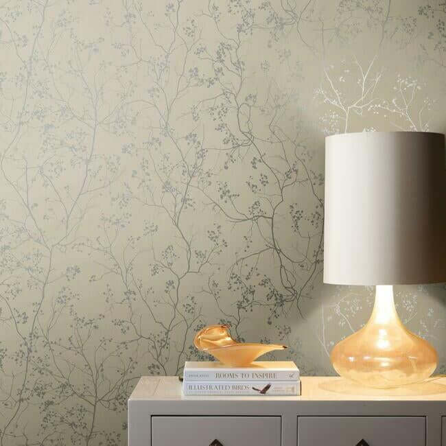 luminous-branches-taupe-silver-wallpaper-york-wallcoverings-dd3815 - York Wallpaper Wallpaper