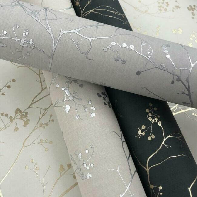 luminous-branches-taupe-silver-wallpaper-york-wallcoverings-dd3815 - York Wallpaper Wallpaper