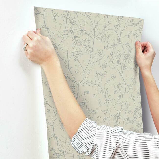 luminous-branches-taupe-silver-wallpaper-york-wallcoverings-dd3815 - York Wallpaper Wallpaper