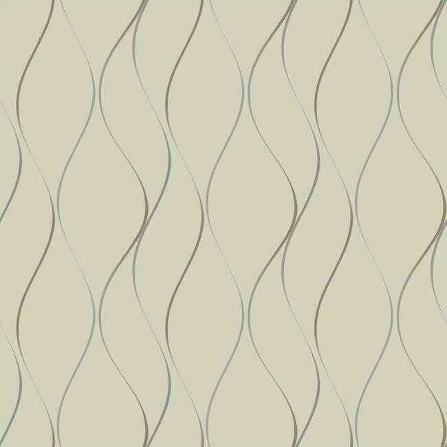 Wavy Stripe Beige Metallic Wallpaper - York Wallcoverings - Y6201404 - York Wallcoverings Wallpaper