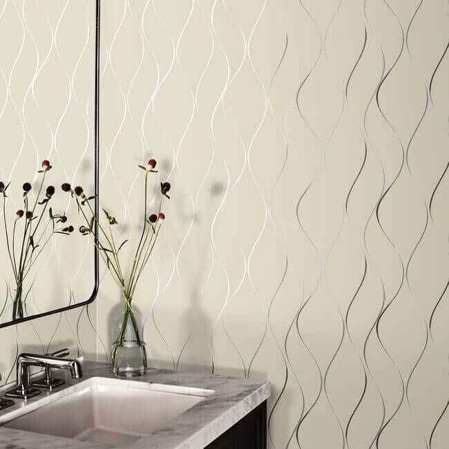 Wavy Stripe Beige Metallic Wallpaper - York Wallcoverings - Y6201404 - York Wallcoverings Wallpaper