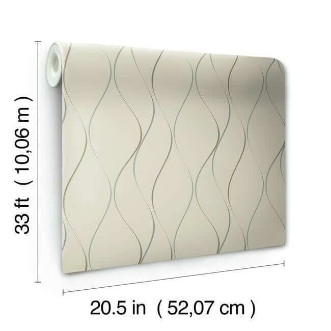 wavy-stripe-wallpaper-beigesilvergold-york-wallcoverings-y6201404 - York Wallcoverings Wallpaper