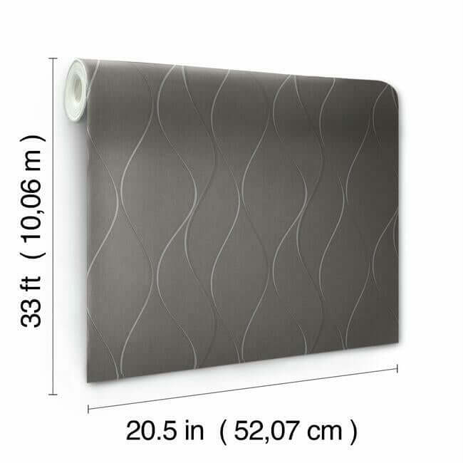 wavy-stripe-black-metallic-wallpaper-york-wallcoverings-y6201405 - York Wallpaper Wallpaper