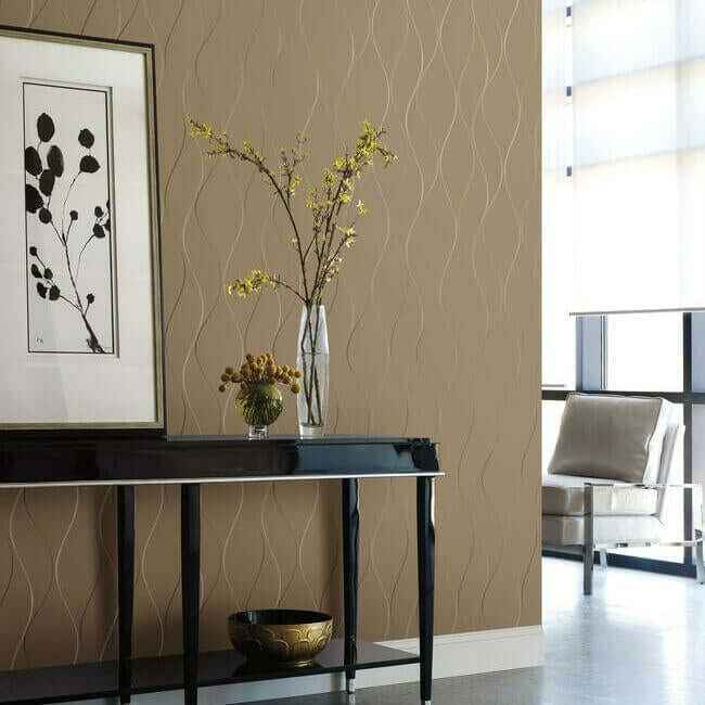 Wavy Stripe Tan Metallic Wallpaper - York Wallcoverings - Y6201406