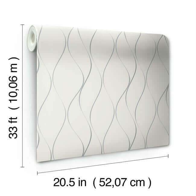 wavy-stripe-off-white-silver-metallic-wallpaper-york-wallcoverings-y6201401 - York Wallcoverings Wallpaper