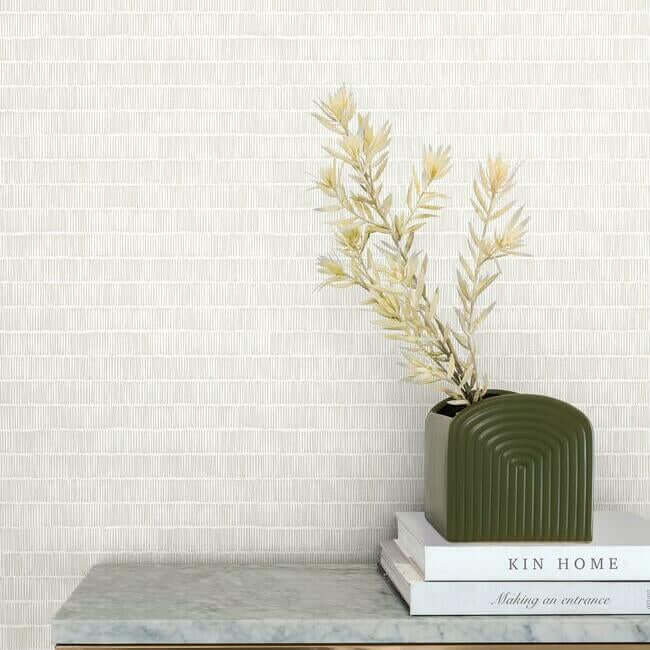 horizontal-hash-marks-white-cream-wallpaper-york-wallcoverings-bw3812 - York Wallcoverings Wallpaper